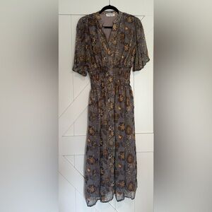 Impressions Brown and Cream Floral Midi Dress